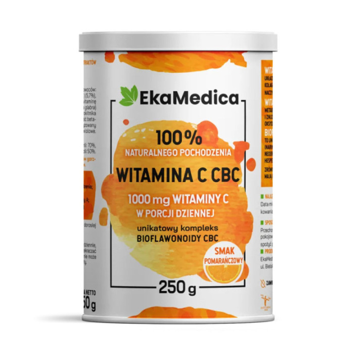 Naturalna witamina C 1000 mg w proszku z bioflawonoidami EkaMedika 250 g suplement diety