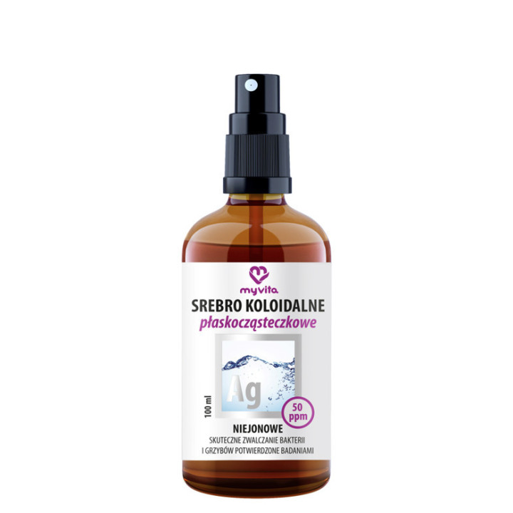 Srebro koloidalne płaskocząsteczkowe niejonowe 50 ppm spray 100 ml - MyVita