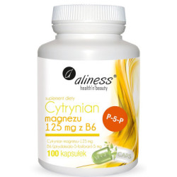 Cytrynian Magnezu 125 mg z B6 (P-5-P) 100 kapsułek, suplement diety - Aliness