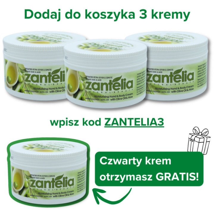 Krem nawilżający do rąk i ciała z oliwą z oliwek i aloesem Zantelia 250 ml