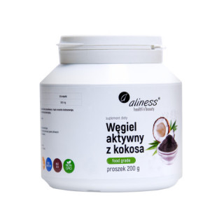 Węgiel aktywny z kokosa " FOOD GRADE" proszek 200 g suplement diety - Aliness