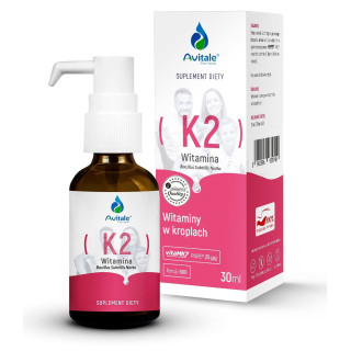 Witamina K2 w kroplach (VitaMk7) 25 µg 30 ml suplement diety -  Avitale