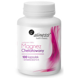 Magnez Chelatowany 650 mg + B6 (P-5-P) x 100 kapsułek suplement diety - Aliness