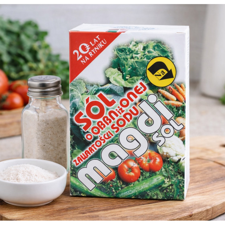 Sól niskosodowa MAGDISOL z magnezem i jodem – mniej sodu, pełnia smaku (500 g)