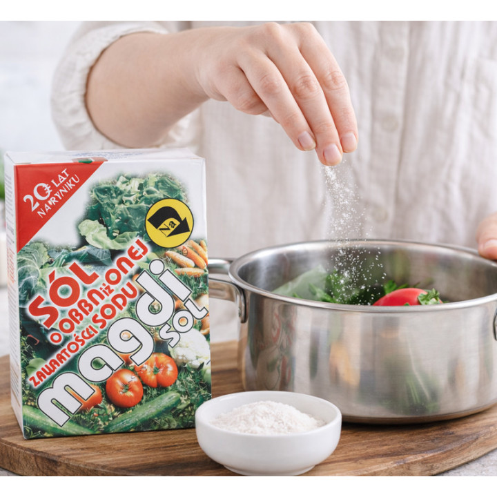 Sól niskosodowa MAGDISOL z magnezem i jodem – mniej sodu, pełnia smaku (500 g)