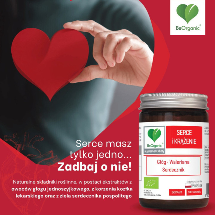 Serce i Krążenie BIO 500 mg x 100 tabletek suplement diety BeOrganic