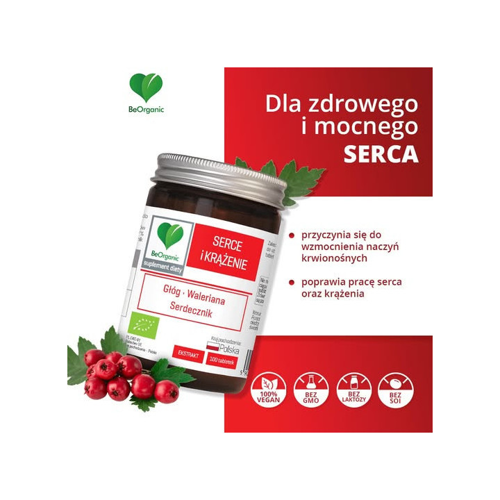 Serce i Krążenie BIO 500 mg x 100 tabletek suplement diety BeOrganic