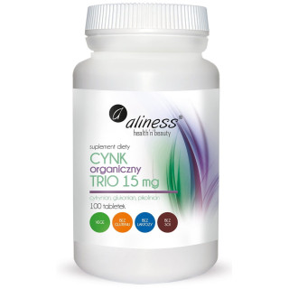 Cynk Organiczny Trio 15 mg 100 tabl. VEGE – 3 formy Aliness