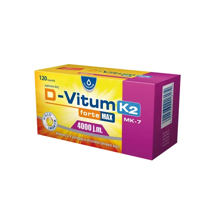 D-Vitum Forte MAX witamina D + K2 +MK 7 120 kapsułek Oleaofarm suplement diety
