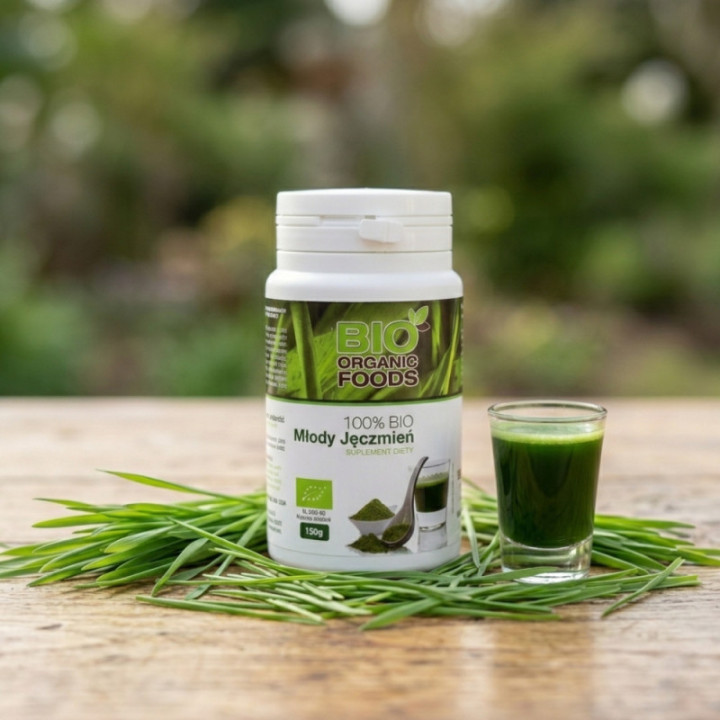 BIO Chlorella + Młody Jęczmień – Ekologiczny Zestaw z Oliwą i Shakerem