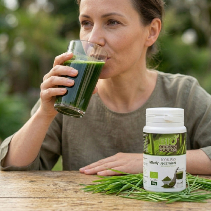 BIO Chlorella + Młody Jęczmień – Ekologiczny Zestaw z Oliwą i Shakerem