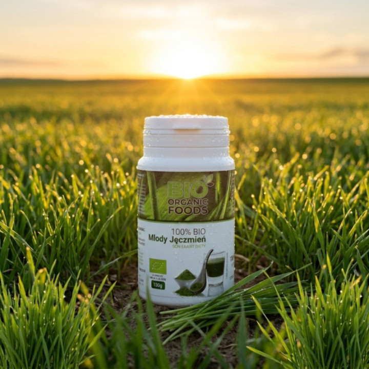 BIO Chlorella + Młody Jęczmień – Ekologiczny Zestaw z Oliwą i Shakerem