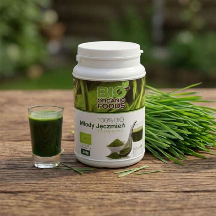 BIO Młody Jęczmień BIO Organic Foods suplement diety 300 g bez shakera