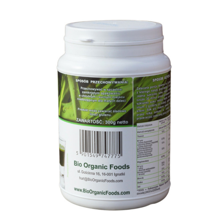 BIO Młody Jęczmień BIO Organic Foods suplement diety 300 g bez shakera