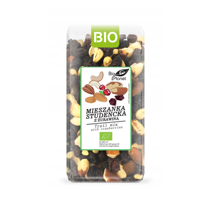 Mieszanka studencka BIO z żurawiną 400 g – zdrowa przekąska Bio Planet