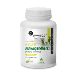 Naturalna Ashwagandha 555 mg 9% x 100 Vege caps Aliness suplement diety