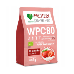 Białko Serwatkowe WPC 80 truskawkowe 345 g - BeOrganic