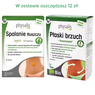 Zestaw płaski brzuch + spalanie tłuszczu Physalis tabletki