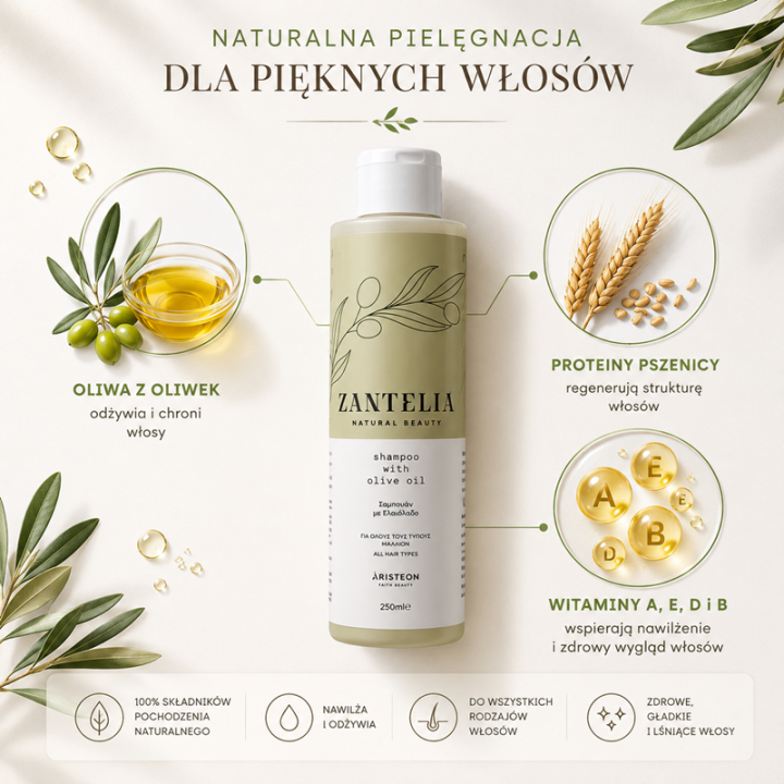 Szampon do włosów z oliwą z oliwek Zantelia Grecki 250 ml