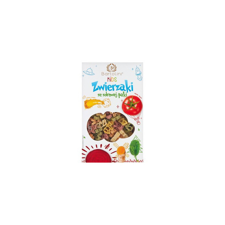 BIO BARTOLINI KIDS Makaron dla Dzieci Zwierzaki ze Zdrowej Paki 250g
