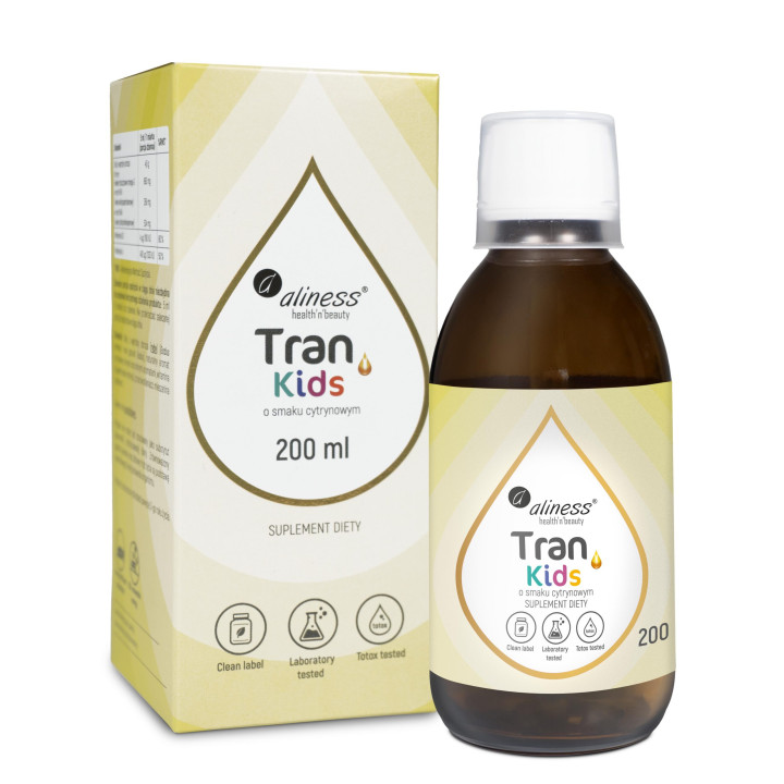 Aliness Tran KIDS z dorsza + Witamina A 200 ml | Omega-3 dla dzieci