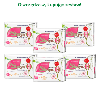 Zestaw 6x Podpaski dzienne Shuya Health Sensitive 60 szt. + Darmowa dostawa