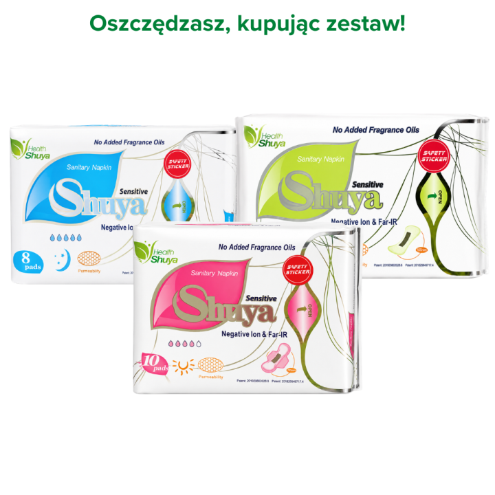 Zestaw Shuya Health Sensitive - wkładki + podpaski dzienne i nocne