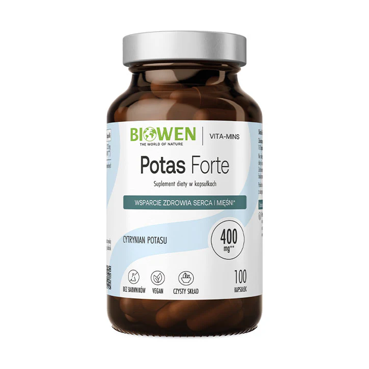 Potas Forte Biowen 100 kaps. – 400 mg potasu w cytrynianie
