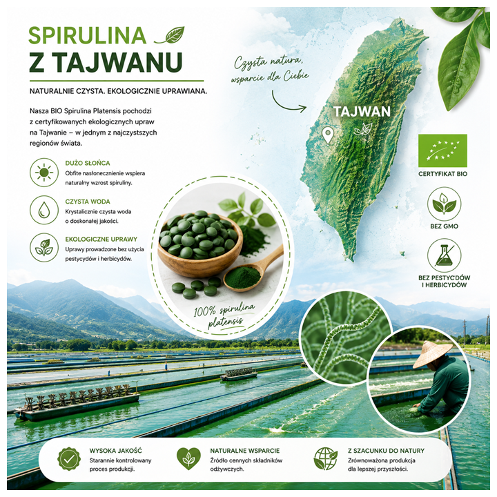 BIO Spirulina Platensis – Ekologiczne Tabletki z Tajwanu