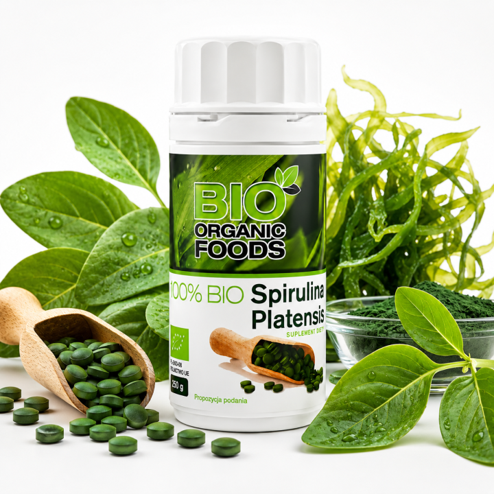 BIO Spirulina Platensis 4×80 g (1280 tabletek) – Zestaw BIO