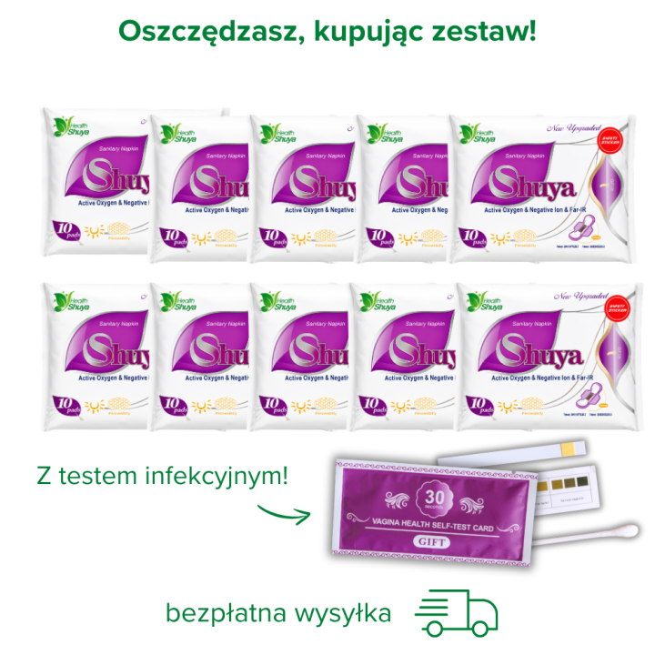 Podpaski dzienne Shuya Health ultracienkie, bawełniane - zestaw 10 opakowań BEZPŁATNA DOSTAWA