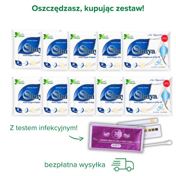 Podpaski Nocne Shuya Health – Zestaw 10 Opakowań, 8 warstw ochronnych