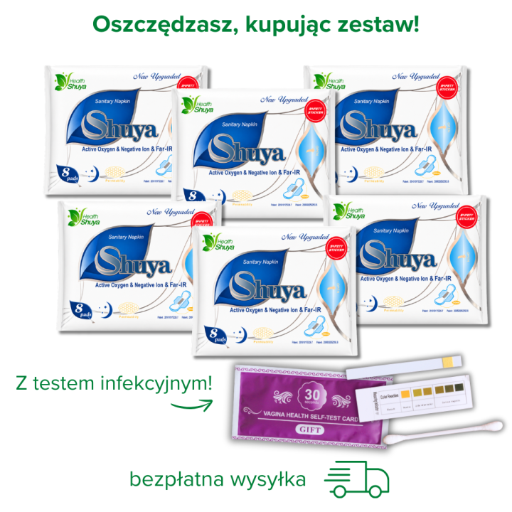 Podpaski Nocne Shuya Health – Naturalna Bawełna, Antybakteryjne, 8 Warstw