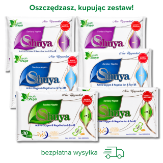 Zestaw Shuya Health - 2x podpaski dzienne, 2x nocne i 2x wkładki - w zestawie taniej + BEZPŁATNA DOSTAWA