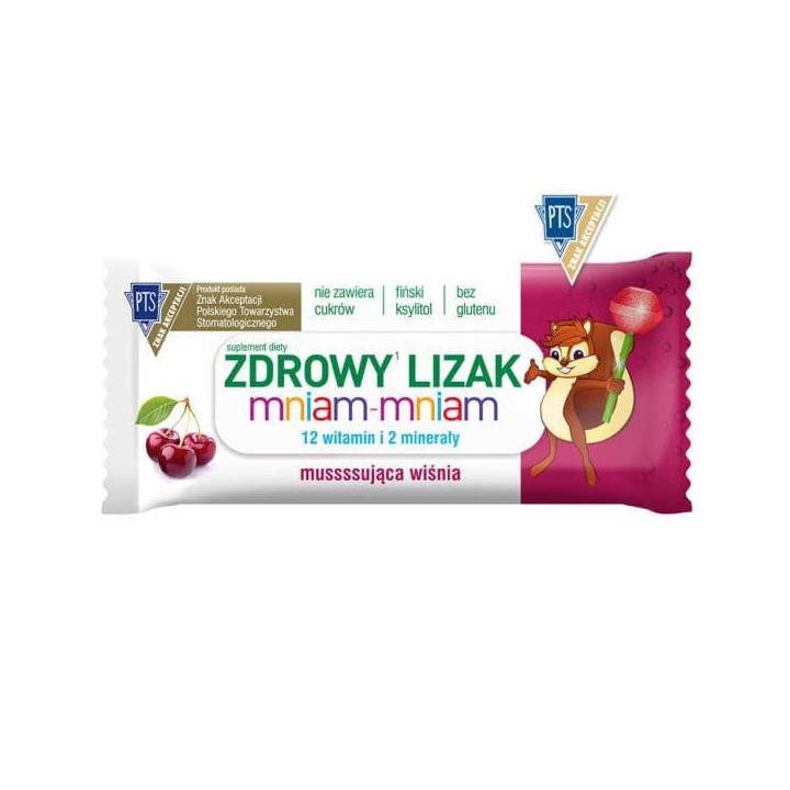 Zdrowy lizak Mniam-Mniam dla dzieci musująca wiśnia 6 g
