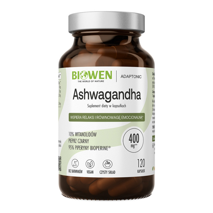 Ashwagandha 400 mg 10% witanolidów Biowen 120 kapsułek | Suplement
