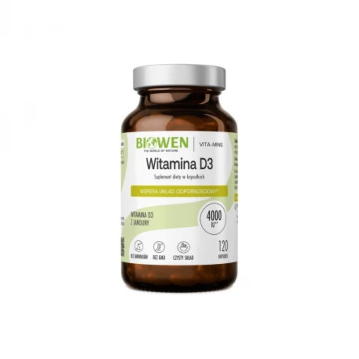Witamina D3 4000 IU z lanoliny Biowen – 120 kapsułek