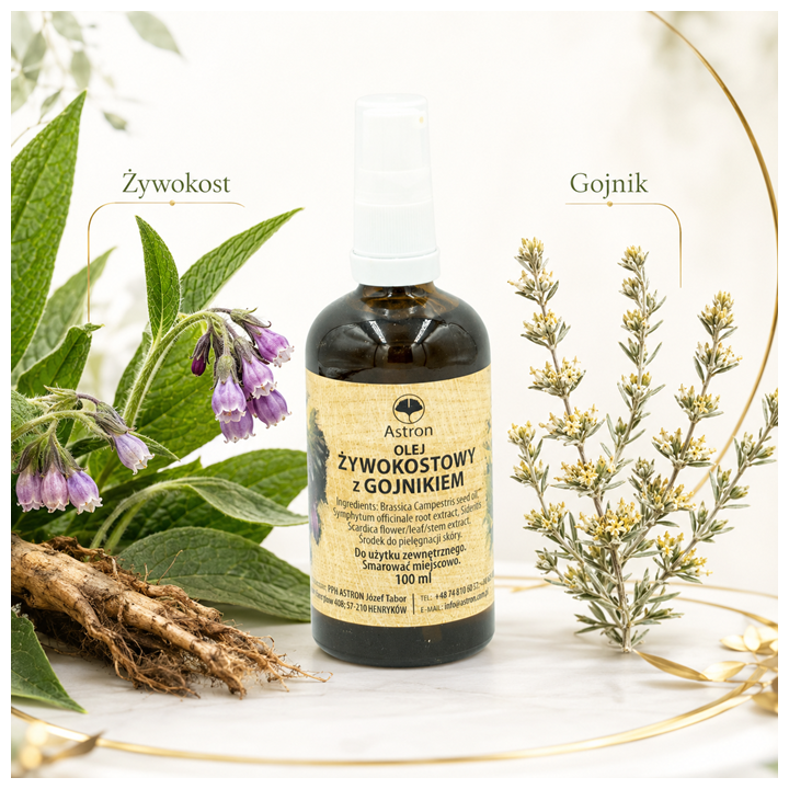 Olej żywokostowy z gojnikiem Astron 100 ml – naturalny | ZdrowySklep24