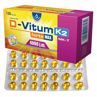 D-Vitum Forte MAX witamina D + K2 +MK 7 120 kapsułek Oleaofarm suplement diety