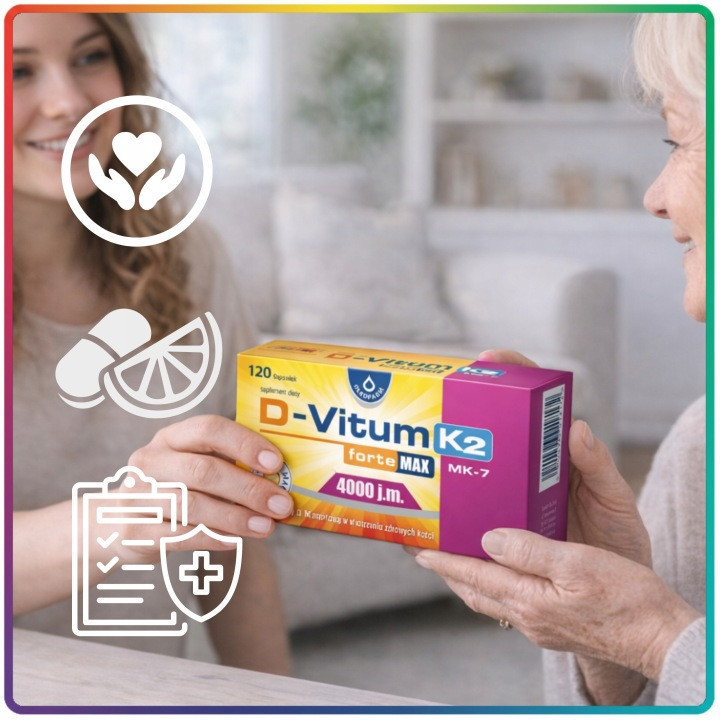 D-Vitum Forte MAX witamina D + K2 +MK 7 120 kapsułek Oleaofarm suplement diety