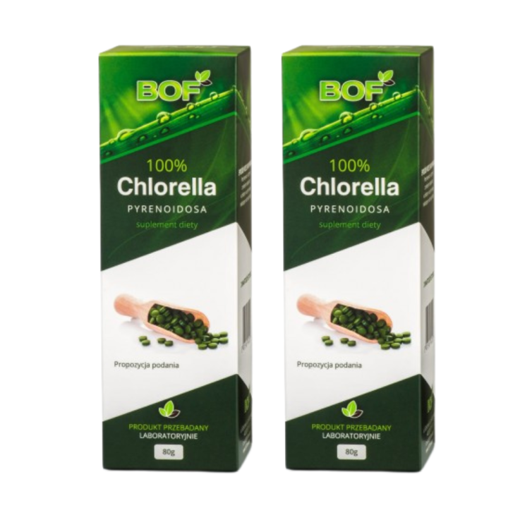 Chlorella Pyrenoidosa BOF 2 × 80 g - zestaw 640 tabletek