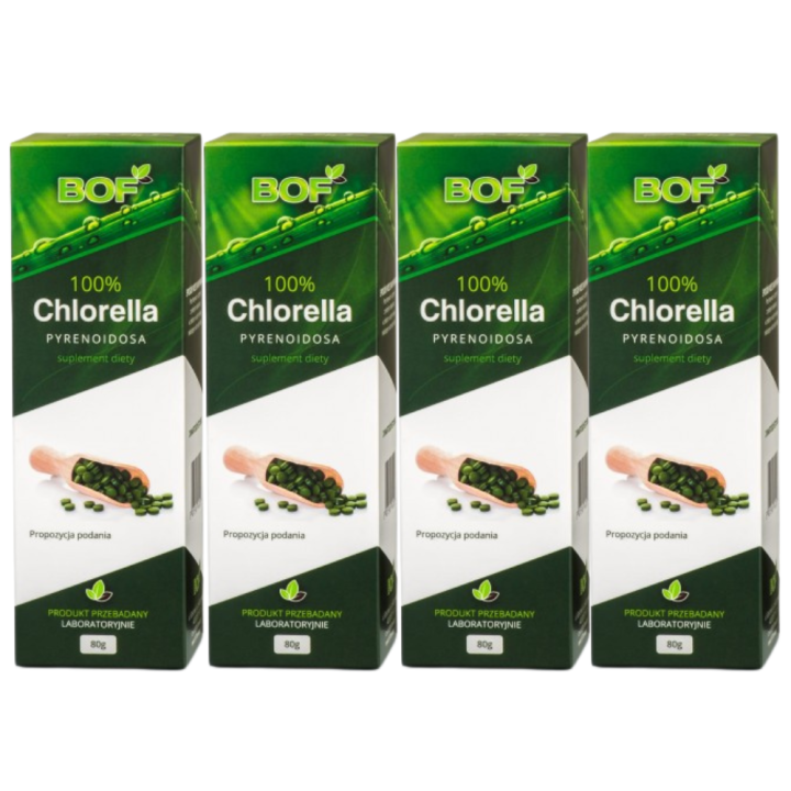 Chlorella Pyrenoidosa BOF 4 × 80 g - 1280 tabletek