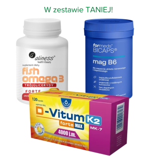 Podstawowa suplementacja 75+ - D3 K2, Omega 3, Magnez B6