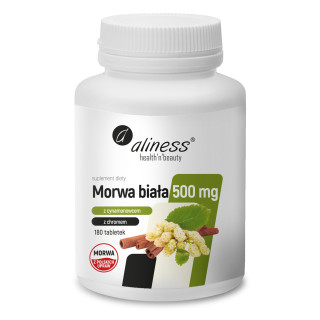 Morwa Biała 500 mg z Cynamonem i Chromem Aliness 180 tabl.