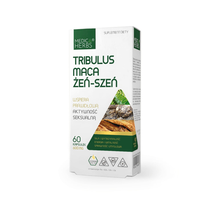 Tribulus Maca Żeń-Szeń 95% Saponin - 60 kapsułek
